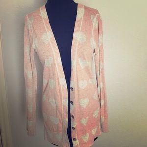 Grey and pink heart cardigan